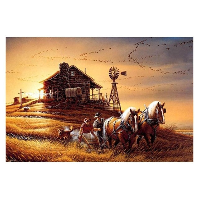 Sunset in the Field Jigsaw Puzzle